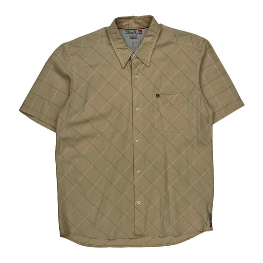 Quiksilver Checked Short Sleeve Shirt - Medium Beige Cotton