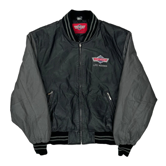 Street Machine Graphic Bomber Jacket - Medium Black Polyester