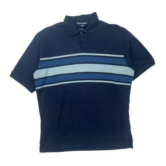 Polo Sport Striped Polo Shirt - Large Navy Cotton