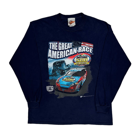 Daytona 500 Winners Circle Nascar Long Sleeve T-Shirt - Large Navy Cotton