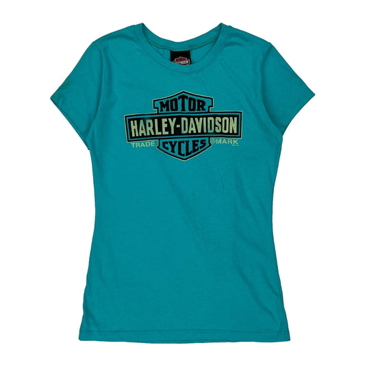 Greenville South Carolina Harley Davidson T-Shirt - Medium Blue Cotton Blend