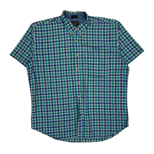 Chaps Ralph Lauren Checked Short Sleeve Shirt - XL Blue Cotton