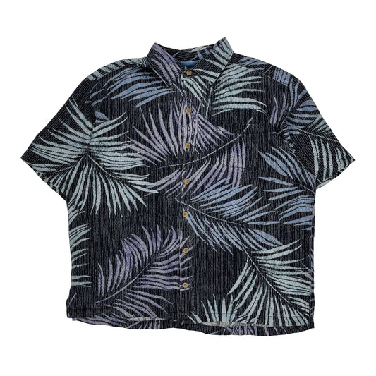 Vintage Tommy Bahama Floral Hawaiian Shirt - XL Black Silk