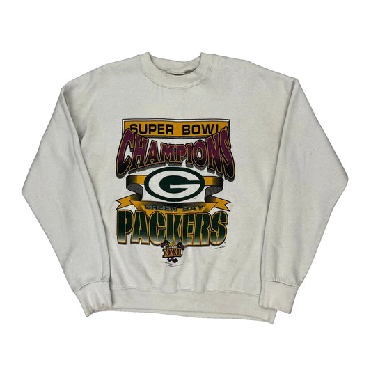 Green Bay Packers Fruit Of The Loom Graphic Sweatshirt - Large White Cotton