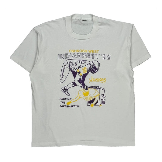 Indianfest '92 Oshkosh Graphic T-Shirt - Large White Cotton