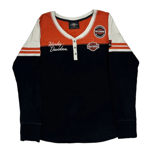 Motorcycles Harley Davidson Graphic Long Sleeve T-Shirt - Large White Cotton