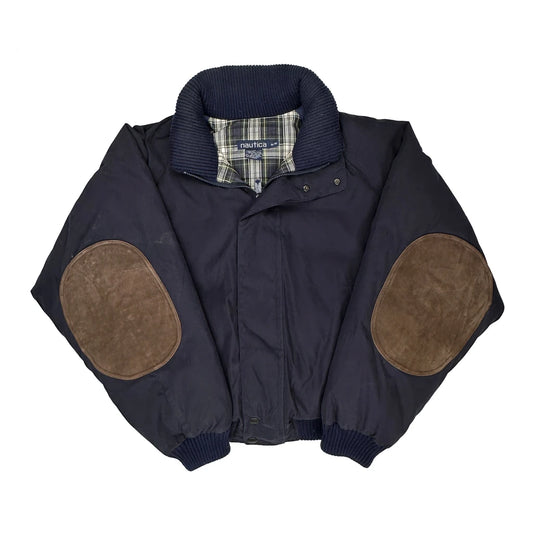 Nautica Checked Bomber Jacket - XL Navy Polyester