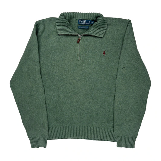 Vintage None Polo By Ralph Lauren 1/4 Zip - XL Green Cotton
