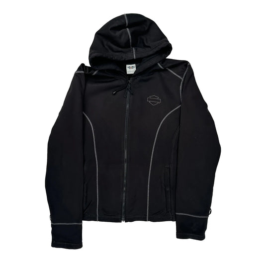 Harley Davidson Contrast Stitch Hoodie - XL Black Polyester