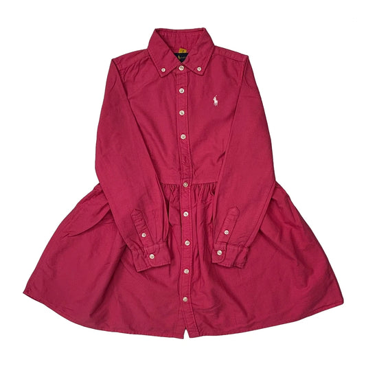 Vintage Age 7 Ralph Lauren Dress - Small Red Cotton
