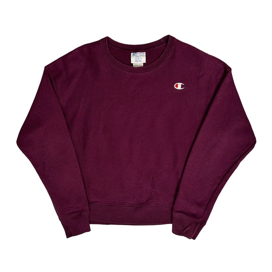 Reverse Weave Champion Sweatshirt - Small Burgundy Cotton Blend