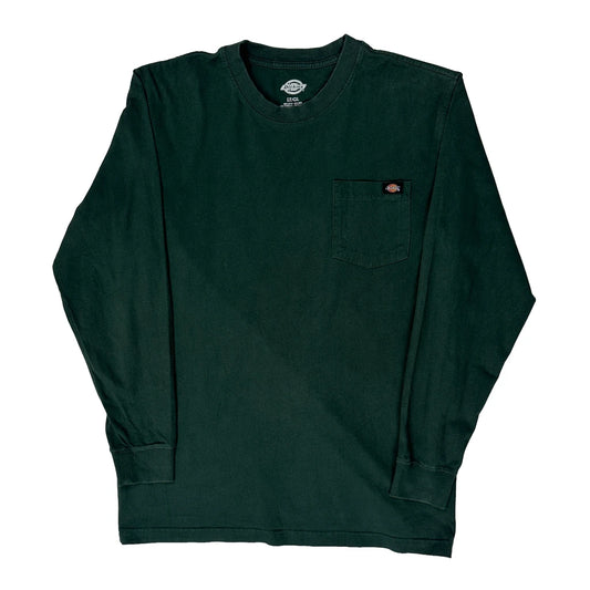 Vintage Dickies Tall Long Sleeve T-Shirt - Large Green Cotton