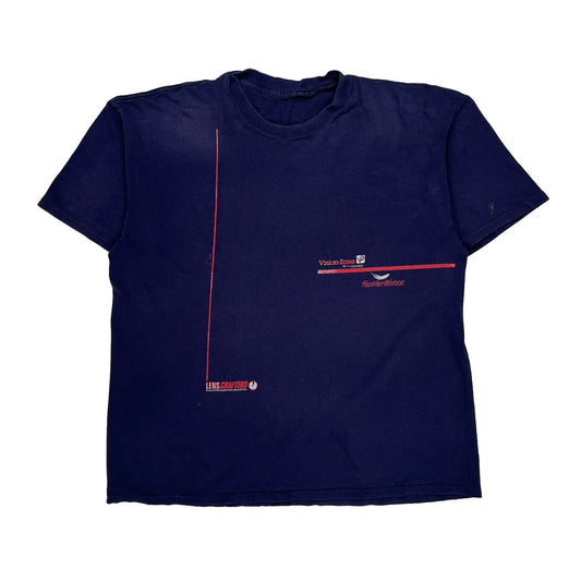Vintage Vision Ease Featherwates Unbranded Graphic T-Shirt - XL Blue Cotton