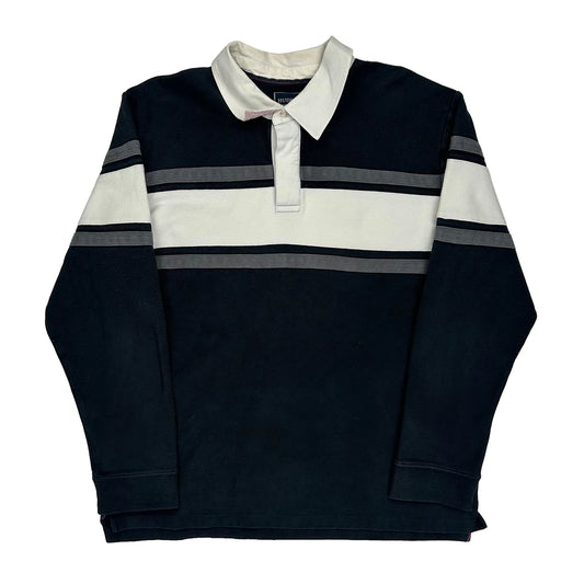 Hudson North Striped Rugby Shirt - Large Black Cotton