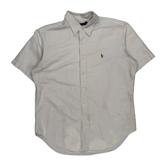 Ralph Lauren Striped Short Sleeve Shirt - Large Pink Cotton