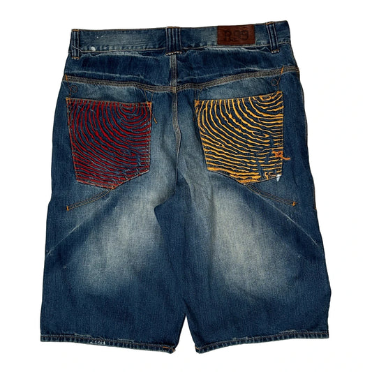Rocawear Baggy Denim Shorts - 37W 14L Blue Cotton