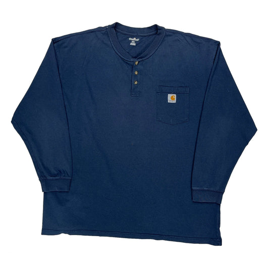 Carhartt Long Sleeve T-Shirt - 2XL Blue Cotton