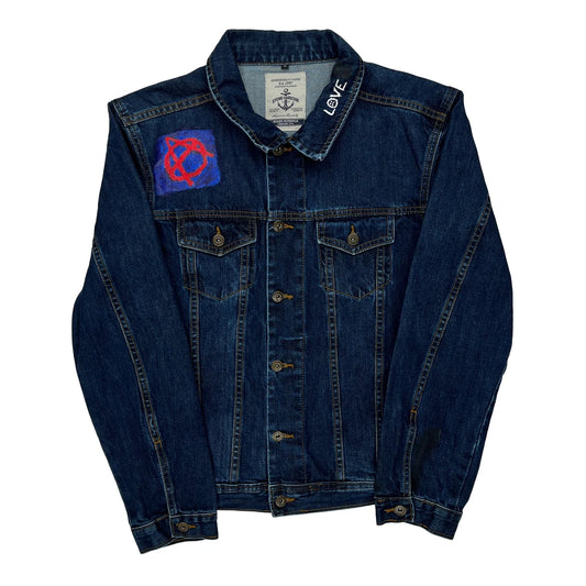Anarchy Symbol Stone Harbour Graphic Denim Jacket - Medium Blue Denim