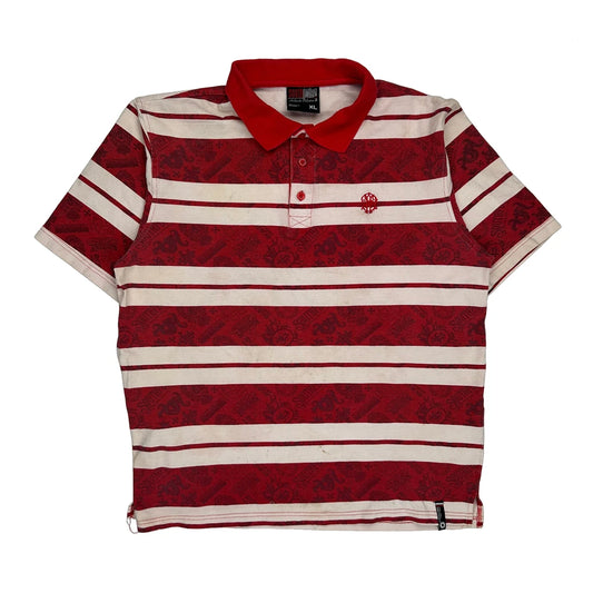 Southpole Striped Polo Shirt - XL Red Cotton