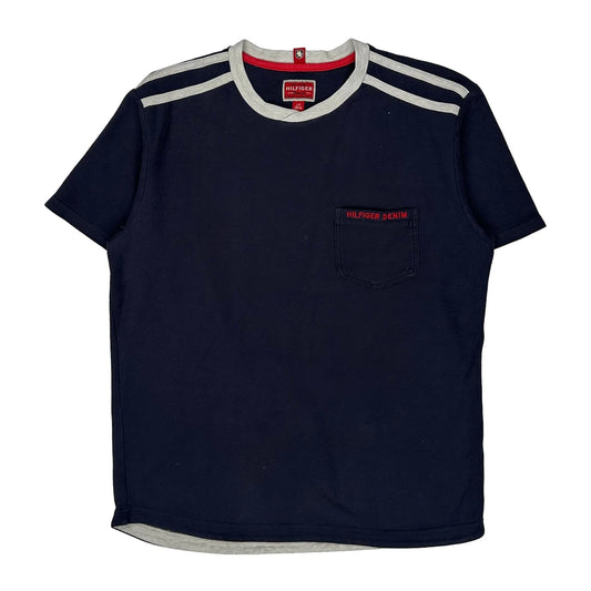 Hilfiger Denim Striped T-Shirt - Large Navy Cotton