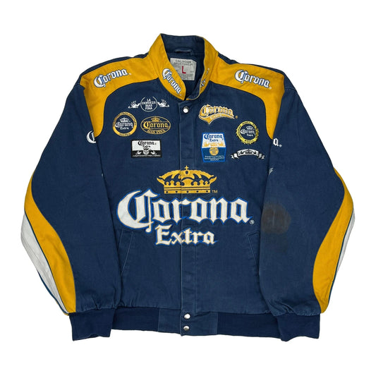 Beer Corona Extra Nascar Varsity Jacket - Large Blue Cotton