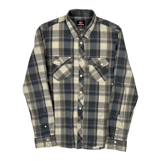 Vintage Quiksilver Checked Flannel Shirt - Large Grey Cotton