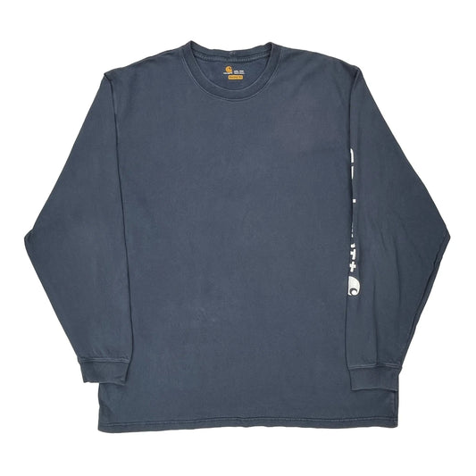 Carhartt Tall Long Sleeve T-Shirt - 2XL Blue Cotton