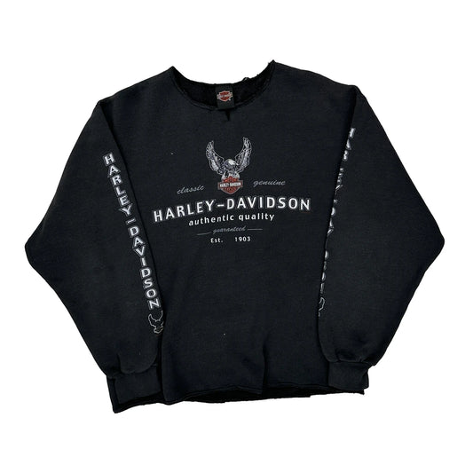 Juneau Alaska Harley Davidson Graphic Sweatshirt - Medium Black Cotton