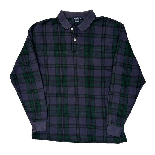 Nautica Checked Polo Shirt - Medium Green Cotton