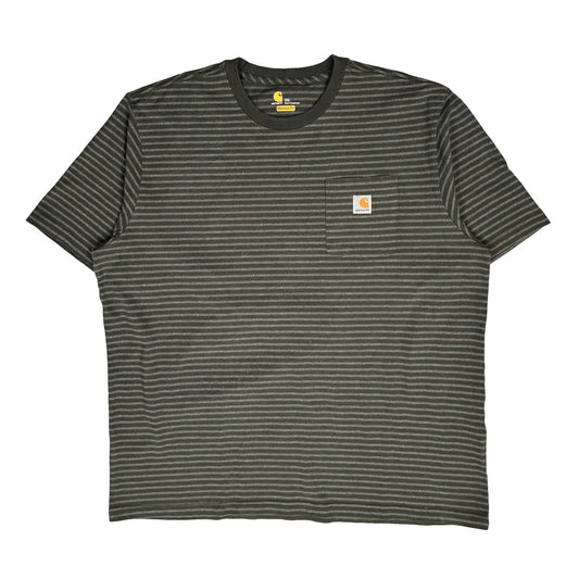 Carhartt Striped T-Shirt - 2XL Grey Cotton