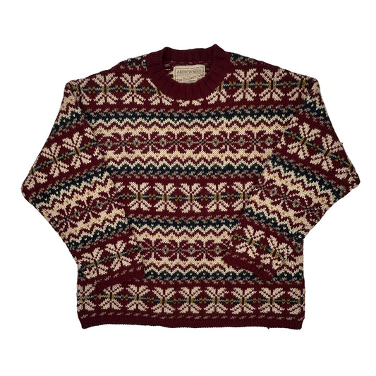 Abercrombie & Fitch Christmas Sweater - Large Burgundy Wool