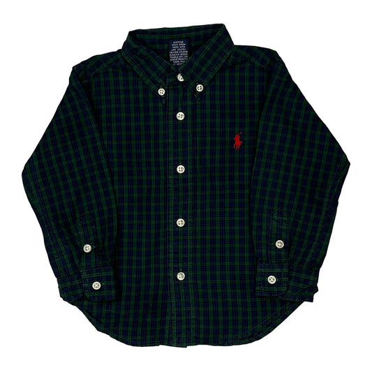 Age 18 Months Ralph Lauren Checked Flannel Shirt - 4XS Blue Cotton