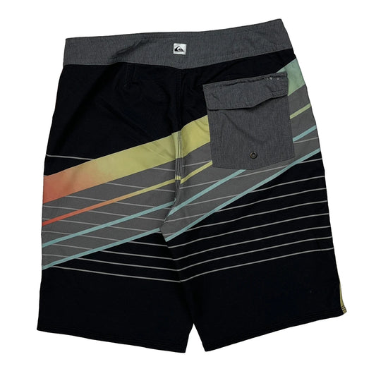 Quiksilver Striped Board Sport Shorts - 26W 9L Black Polyester