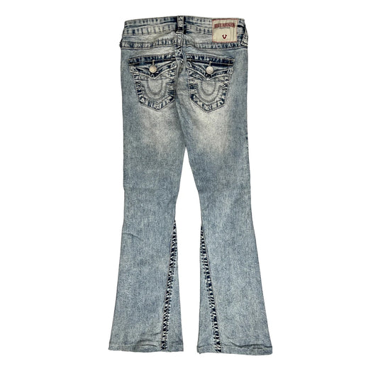 True Religion Flared Jeans - 24W UK 2 Acid Wash Denim