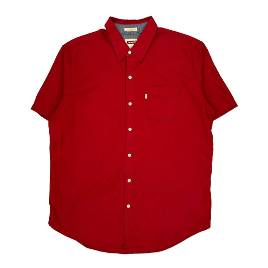 Levis Slim Fit Short Sleeve Shirt - XL Red Cotton