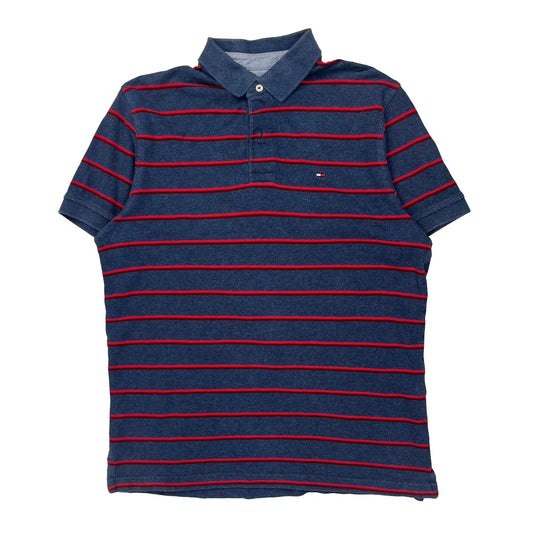 Tommy Hilfiger Striped Polo Shirt - Medium Blue Cotton