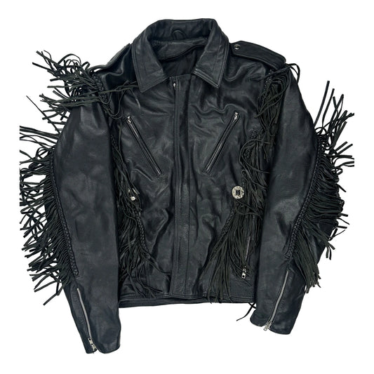 Unbranded Motorcycle Leather Jacket - Medium Black Leather