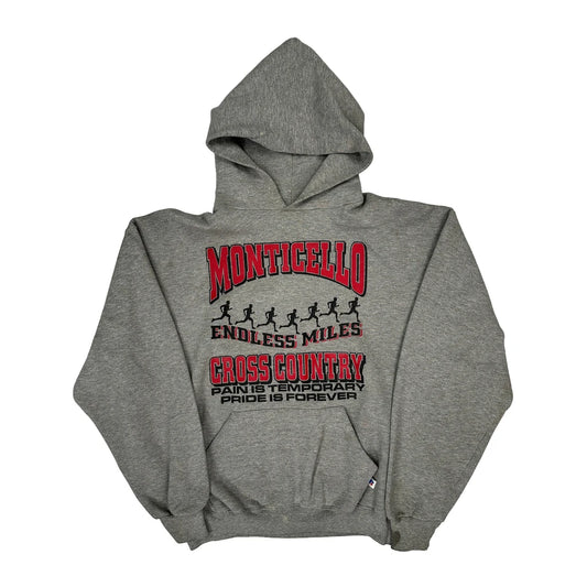 Cross Country Russell Athletic Hoodie - Large Grey Cotton Blend