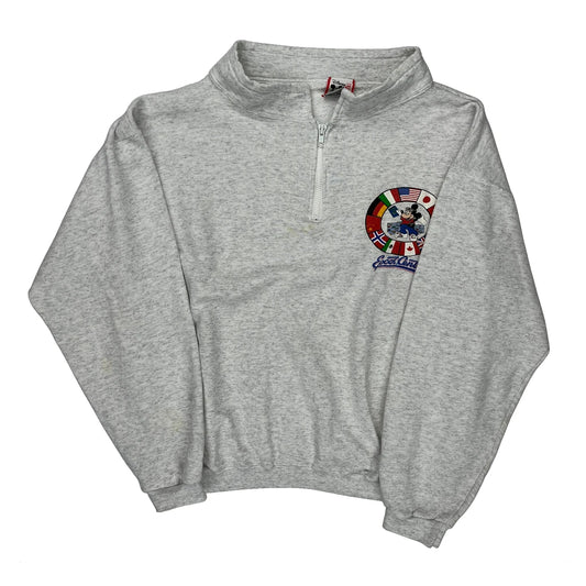 Mickey Mouse Disney Graphic 1/4 Zip - XL Grey Cotton Blend