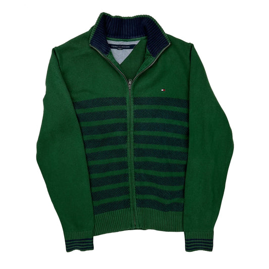 Tommy Hilfiger Striped Zip Up - Small Navy Cotton