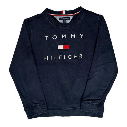 Age 8-10 Tommy Hilfiger Spellout Sweatshirt - Medium Navy Cotton