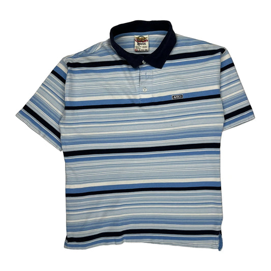 Avirex Striped Polo Shirt - Medium Blue Cotton