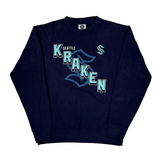 Seattle Kraken Nhl Graphic Sweatshirt - Medium Navy Cotton Blend
