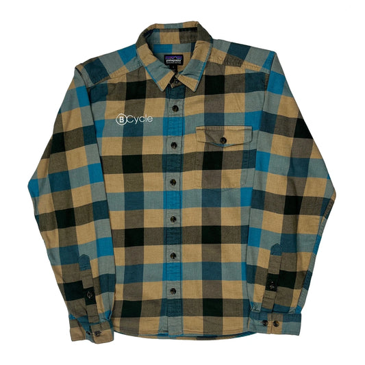 Organic Cotton Patagonia Checked Flannel Shirt - Small Beige Cotton