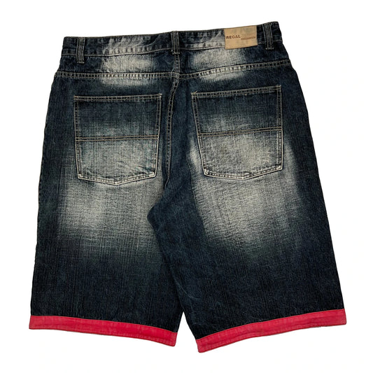 Vintage Regal Baggy Denim Shorts - 38W 15L Dark Wash Denim