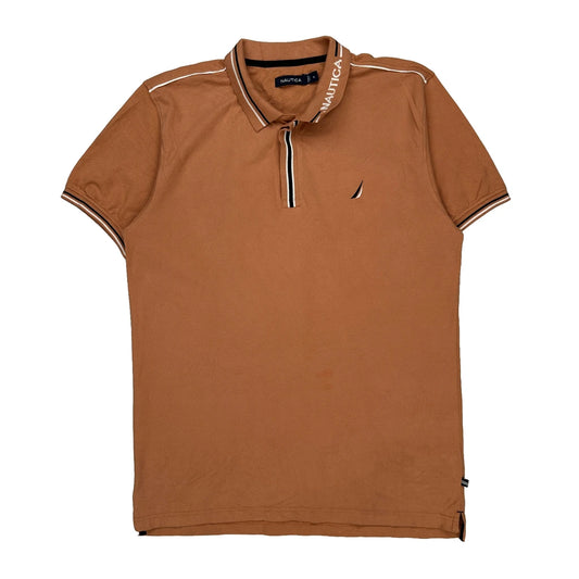 Nautica Polo Shirt - XL Brown Cotton
