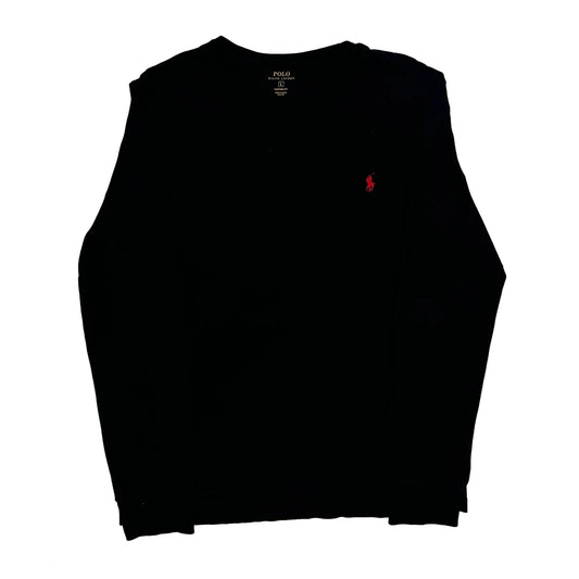 Vintage Polo By Ralph Lauren Long Sleeve T-Shirt - Large Black Cotton