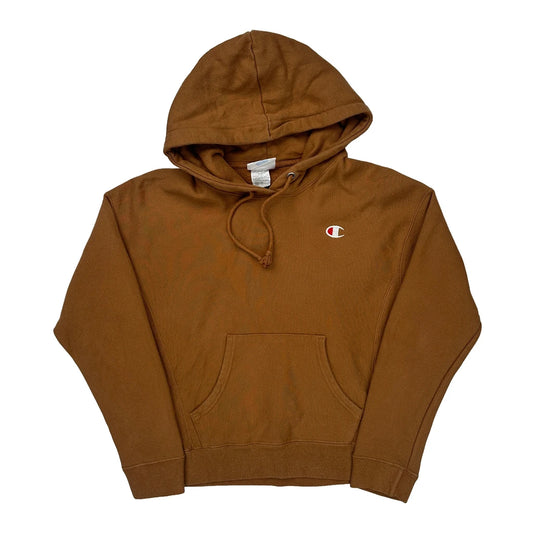 Reverse Weave Champion Hoodie - Small Brown Cotton