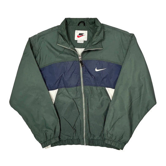 Swoosh Logo Nike Spellout Windbreaker - Medium Green Polyester