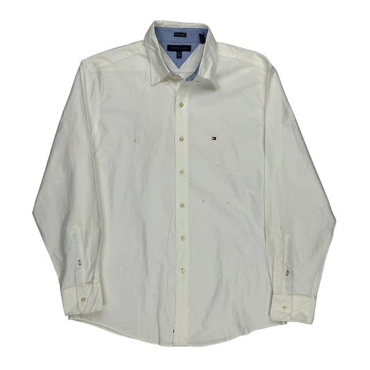 Tommy Hilfiger Slim Fit Shirt - Large White Cotton